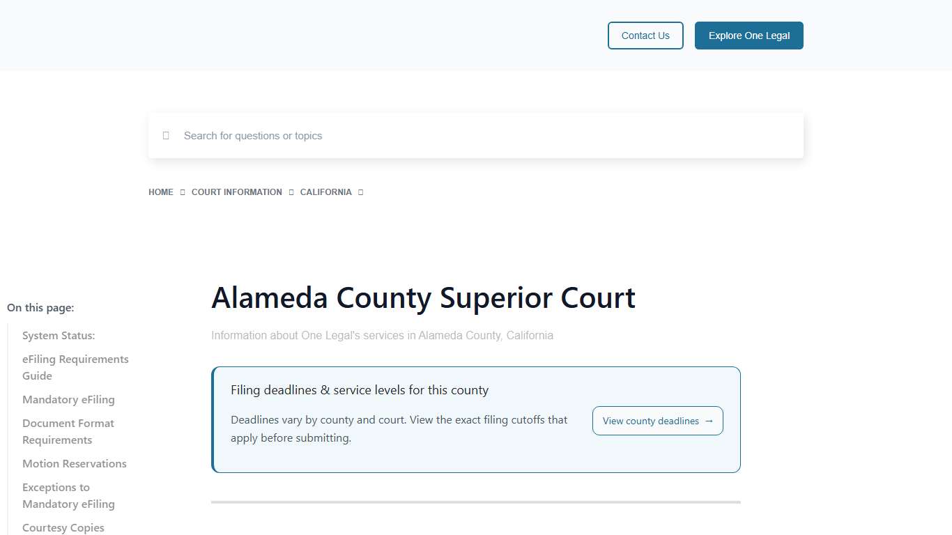 Alameda County Superior Court - One Legal